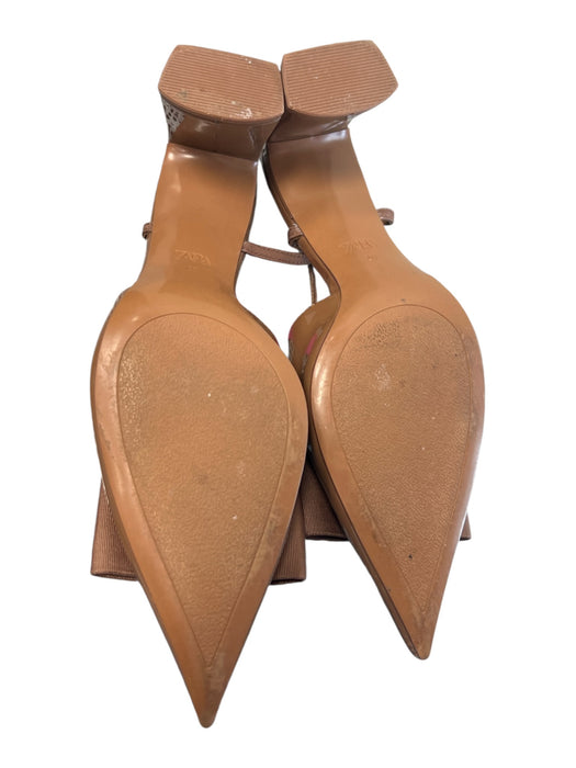 Zara Shoe Size 40 Brown Manmade Material Pointed Toe Bow Detail Sling back Shoes Brown / 40