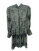 Alice + Olivia Size 4 Green, White, Black Viscose Long Sleeve Paisley Dress Green, White, Black / 4