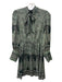 Alice + Olivia Size 4 Green, White, Black Viscose Long Sleeve Paisley Dress Green, White, Black / 4