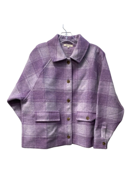 Madewell Size S Lavender & White Polyester Collared Long Sleeve Button Up Jacket Lavender & White / S