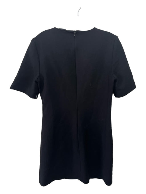 Zara Size M Black Poly Blend Round Neck 1/2 Sleeve Shift Above Knee Dress Black / M