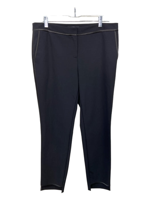 Lafayette 148 Size 8 Black Polyamide Mid Rise Tapered Trim Detail Pants Black / 8