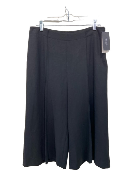 Lafayette 148 Size 10 Black Wool Blend Side Zip Wide Leg Crop High Rise Pants Black / 10