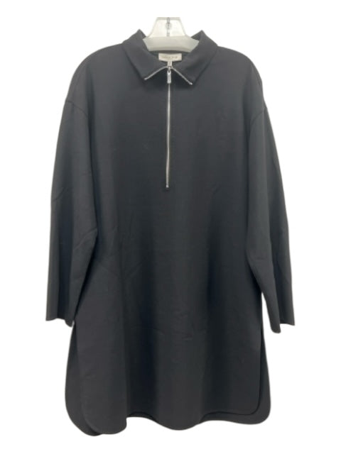 Lafayette 148 Size Medium Black Wool Blend Long Sleeve Quarter Zip Dress Black / Medium