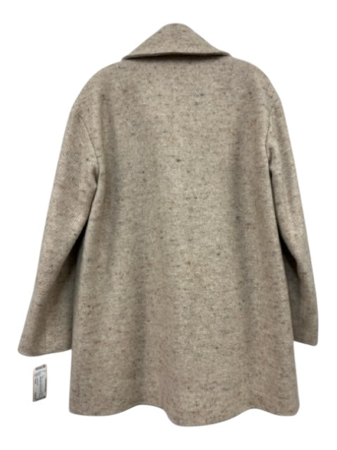 Lafayette 148 Size Small Beige Wool & Cashmere Open Front Herringbone Lapel Coat Beige / Small