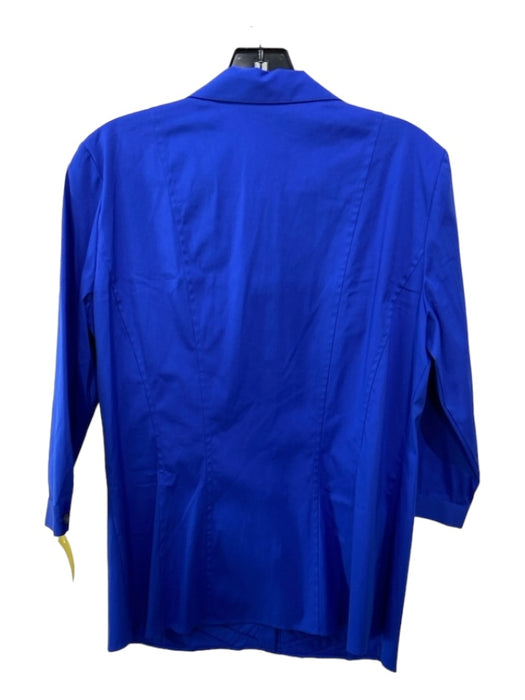 Lafayette 148 Size 8 Cobalt Blue Cotton Blend Collared Button Up 3/4 Sleeve Top Cobalt Blue / 8