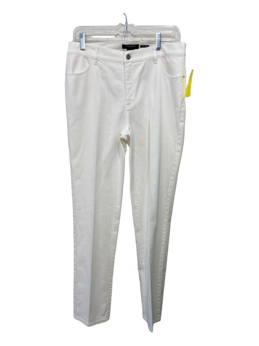 Lafayette 148 Size 8 White Cotton Denim Mid Rise Straight Full length Jeans White / 8