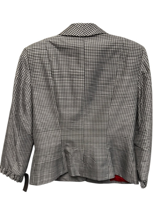Kay Unger Size 8 Black & White Silk Gingham Shoulder Pads Blazer Mini Skirt Set Black & White / 8