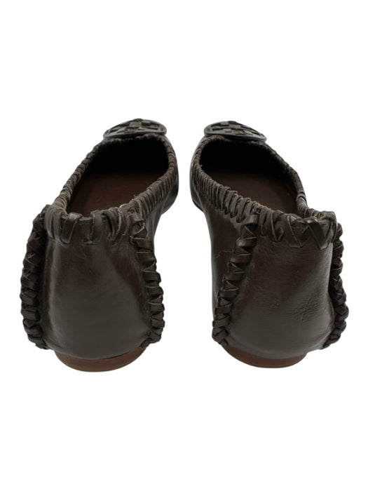 Tory Burch Shoe Size 9 Brown Leather Woven Detail Round Toe Flats Brown / 9