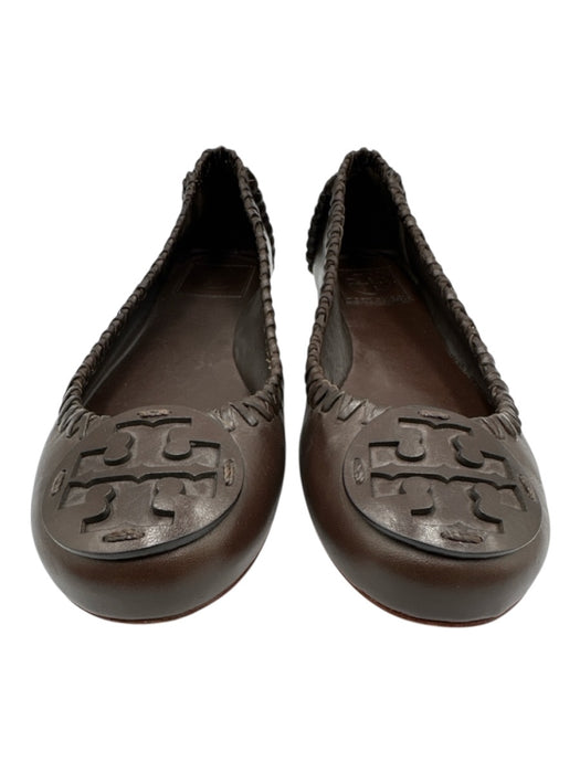 Tory Burch Shoe Size 9 Brown Leather Woven Detail Round Toe Flats Brown / 9