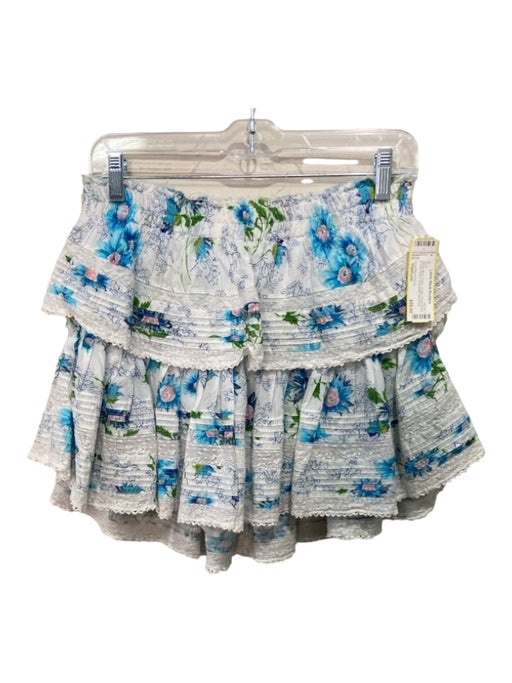 Love Shack Fancy Size Medium White, Blue, Green Cotton Elastic Waist Skirt White, Blue, Green / Medium