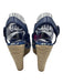 Louis Vuitton Shoe Size 39.5 Blue & White Leather Leather Monogram Wedge Sandals Blue & White / 39.5