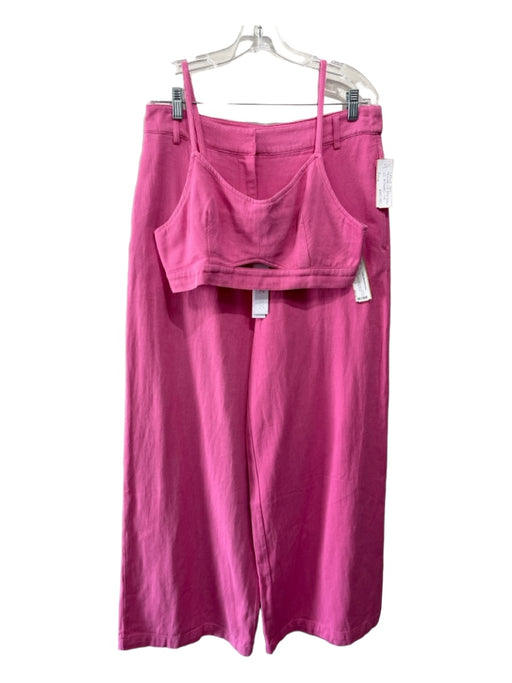 House of Harlow Size 10 Pink Cotton Blend High Rise Wide Leg Cropped Pant Set Pink / 10