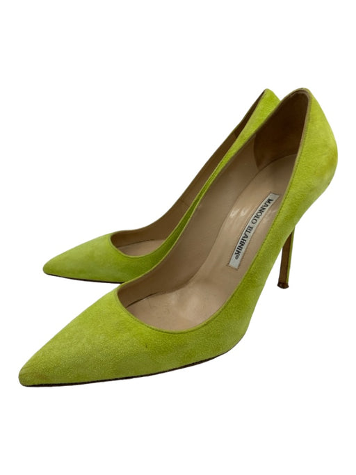 Manolo Blahnik Shoe Size 38.5 Lime Green Suede Pointed Toe Stiletto Pumps Lime Green / 38.5