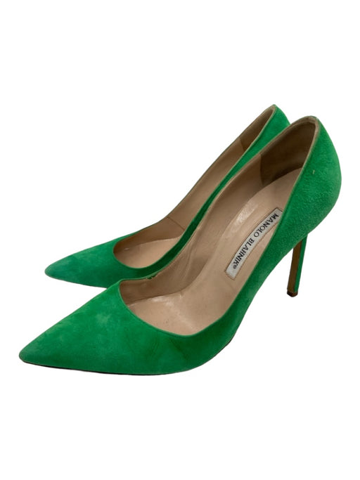 Manolo Blahnik Shoe Size 38.5 Green Suede Pointed Toe Stiletto Pumps Green / 38.5