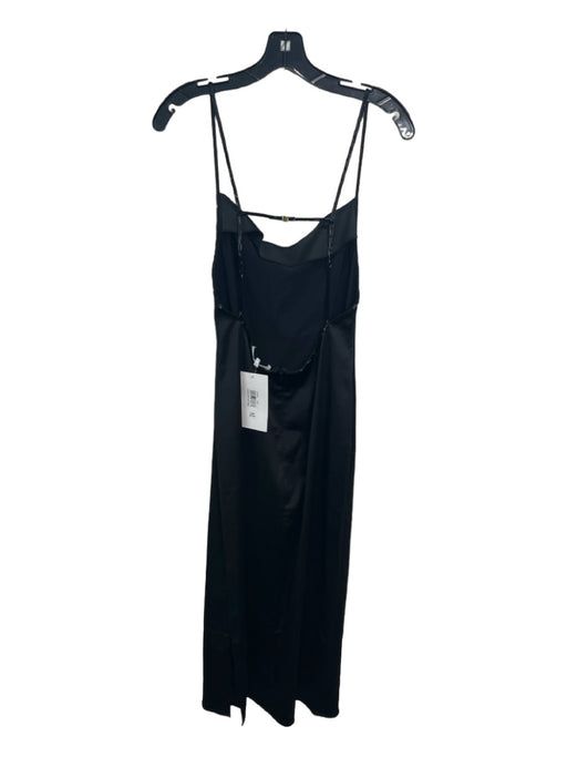 Frame Size Large Black Acetate Blend Satin Spaghetti Strap Beaded Strap Dress Black / Large