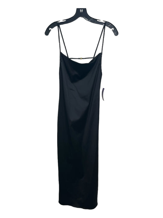 Frame Size Large Black Acetate Blend Satin Spaghetti Strap Beaded Strap Dress Black / Large