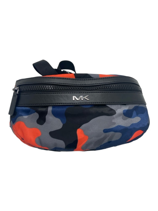 Michael Kors Gray, navy & orange Nylon Canvas Camo Fanny Pack Zip Bag Gray, navy & orange / M