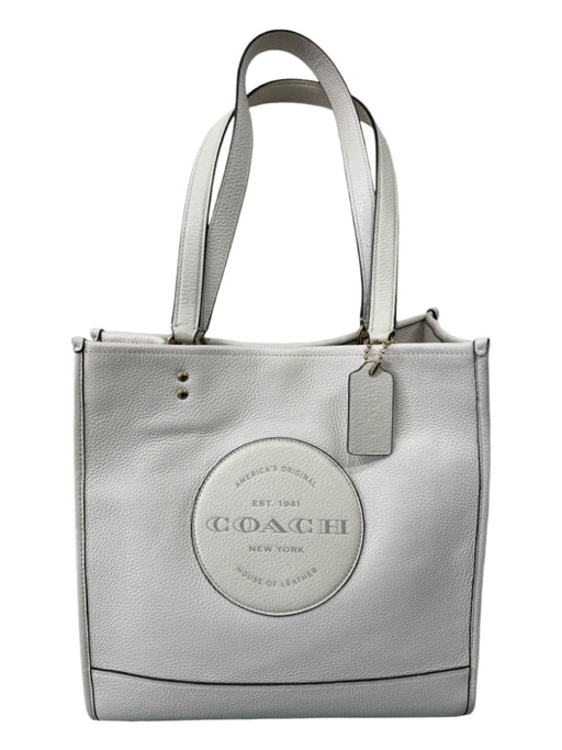 Coach Off White Grained Leather 2 Strap Structured Tote Open Top Bag Off White / M