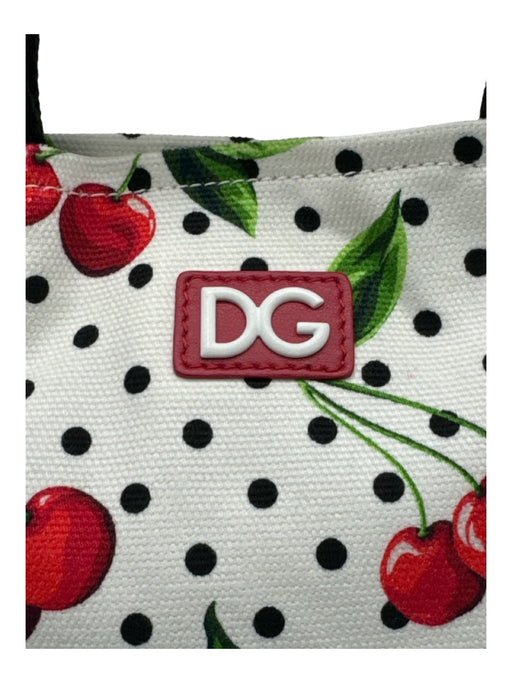 Dolce & Gabbana White, Black, Red Canvas Top Handles Polka Dot Cherries Bag White, Black, Red / Small