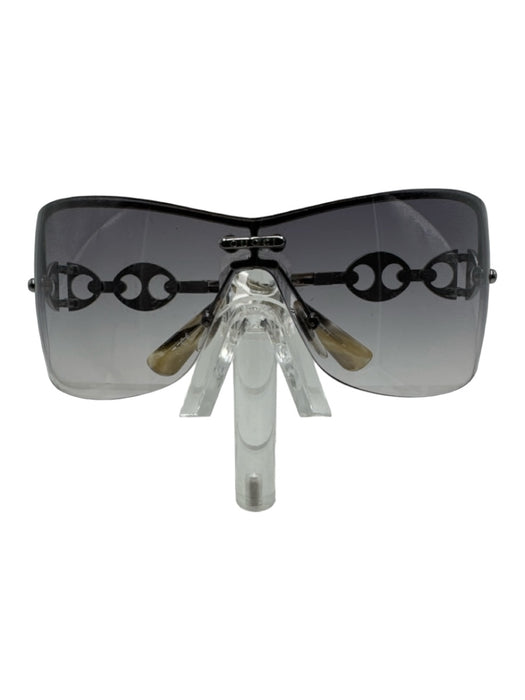Gucci Gray, Black, Cream Acetate & Metal Gunmetal Hardware Rimless Sunglasses Gray, Black, Cream