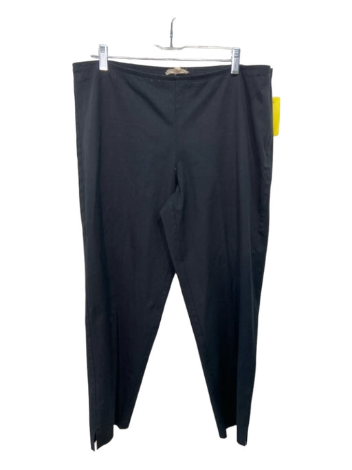 Eileen Fisher Size Large Black Cotton Blend High Rise Tapered Split Hem Pants Black / Large
