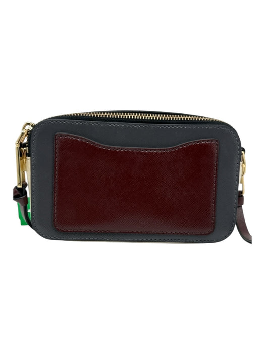 Marc Jacobs Black, White & Burgundy Leather Gold Tone Hardware Crossbody Bag Black, White & Burgundy