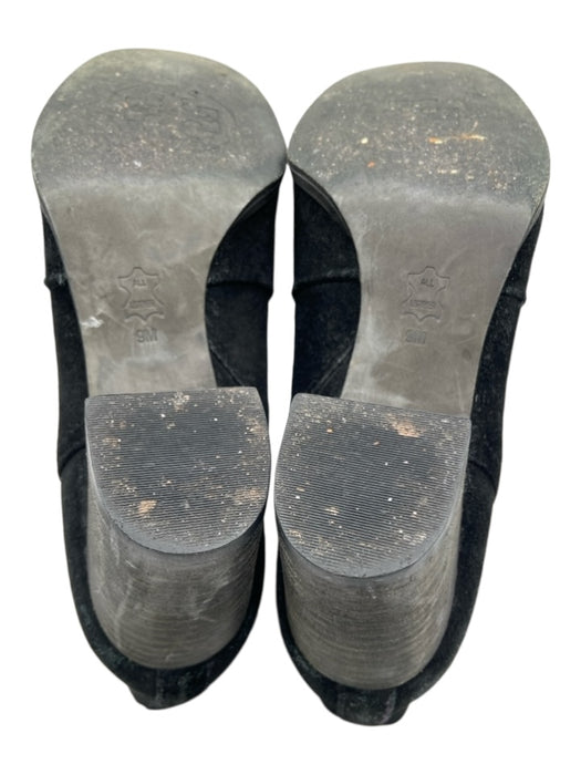 Tory Burch Shoe Size 9M Black Suede Side Zip Round Toe Block Heel Ankle Boots Black / 9M