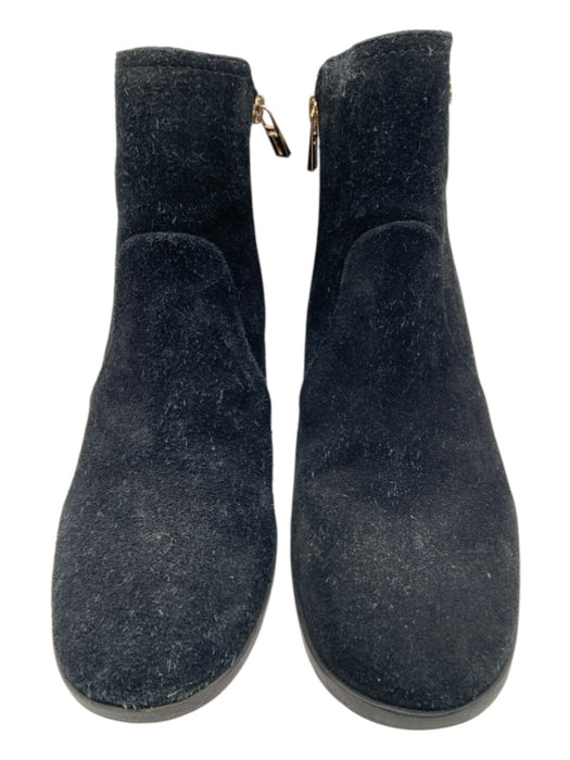 Tory Burch Shoe Size 9M Black Suede Side Zip Round Toe Block Heel Ankle Boots Black / 9M