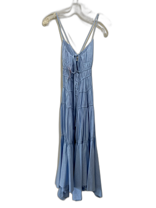 SNDYS. Size M Blue Cotton Spaghetti Strap front keyhole Smock Detail Dress Blue / M