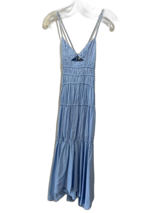 SNDYS. Size M Blue Cotton Spaghetti Strap front keyhole Smock Detail Dress Blue / M