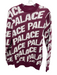 Palace Size S Burgundy & White Acrylic & Wool Blend Knit Logo Crewneck Top Burgundy & White / S