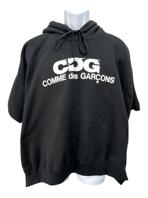 Comme De Garcon Size S Black & White Cotton logo Hoodie Men's Jacket Black & White / S