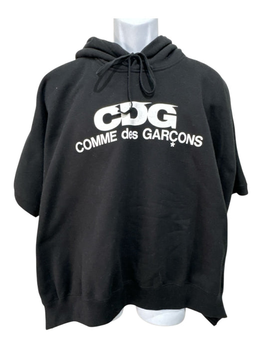 Comme De Garcon Size S Black & White Cotton logo Hoodie Men's Jacket Black & White / S