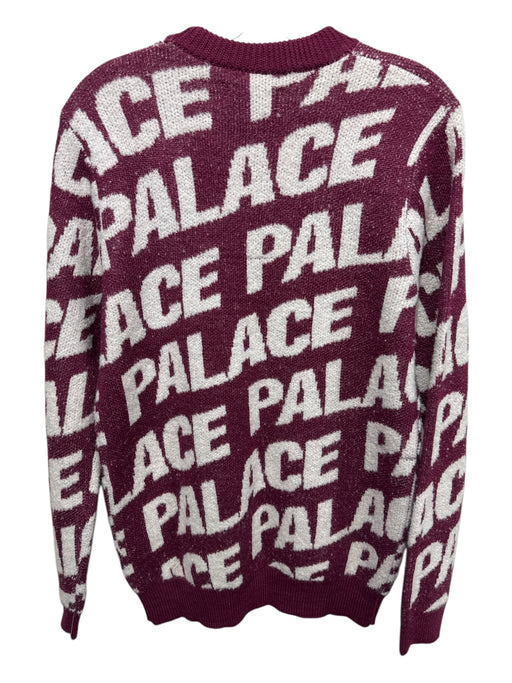 Palace Size S Burgundy & White Acrylic & Wool Blend Knit Logo Crewneck Top Burgundy & White / S
