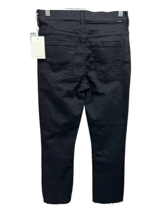 Mother Size 27 Black Cotton Blend Denim Flare Raw Hem Cropped Jeans Black / 27