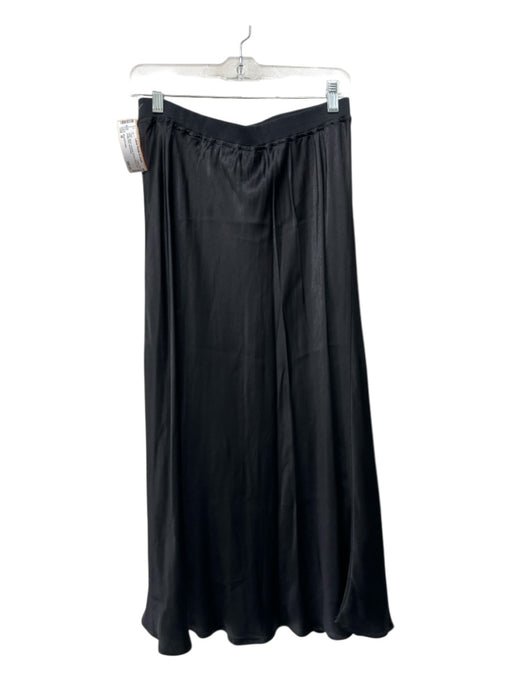 Rose & Crown Size M Black Viscose Elastic Waist Satin Ruffle Hem Skirt Black / M