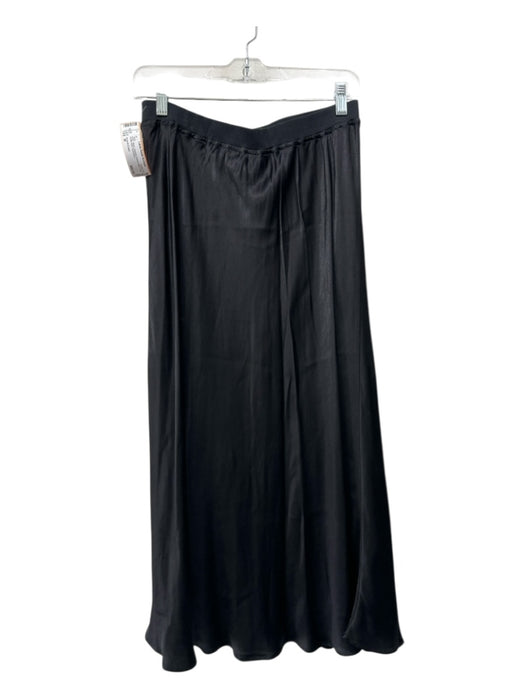 Rose & Crown Size M Black Viscose Elastic Waist Satin Ruffle Hem Skirt Black / M