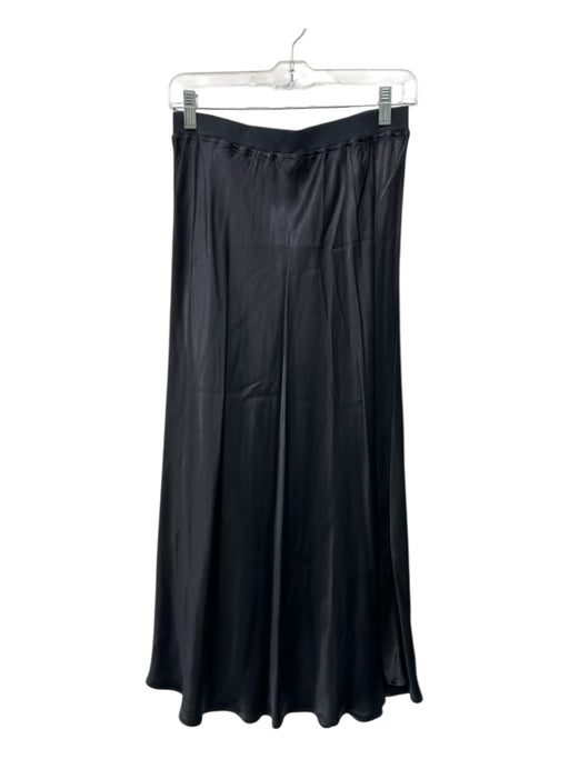 Rose & Crown Size M Black Viscose Elastic Waist Satin Ruffle Hem Skirt Black / M