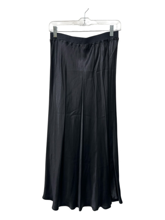 Rose & Crown Size M Black Viscose Elastic Waist Satin Ruffle Hem Skirt Black / M