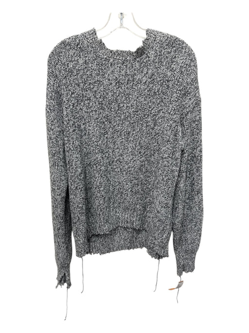 Helmut Lang Size S B&W Cotton Blend Distressed Holes Ribbed Round Neck Sweater B&W / S