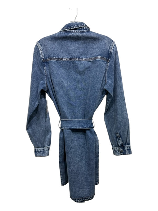 Habitual Size S Blue Wash Cotton Button Front Patch Pocket Tie Belt Dress Blue Wash / S