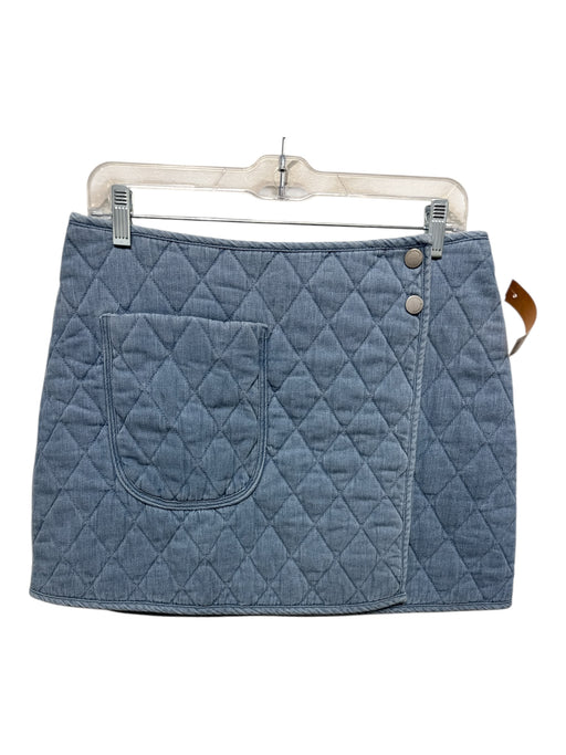 Blank NYC Size 29 Blue Wash Cotton Wrap Button Close Patch Pocket Quilted Skirt Blue Wash / 29