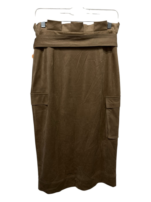 Zara Size M Brown Polyester Blend Suede Ruffle Waist Wrap Button Skirt Brown / M