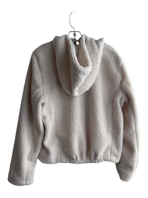 Joie Size L Cream Polyester Teddy Hood Long Sleeve Zip front Jacket Cream / L