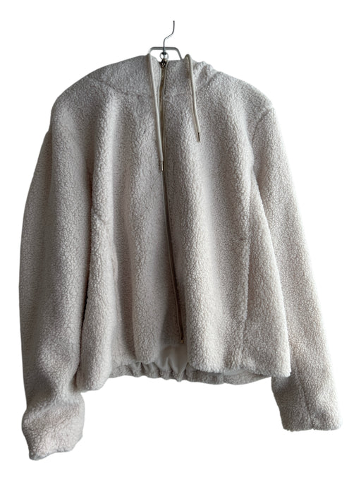 Joie Size L Cream Polyester Teddy Hood Long Sleeve Zip front Jacket Cream / L