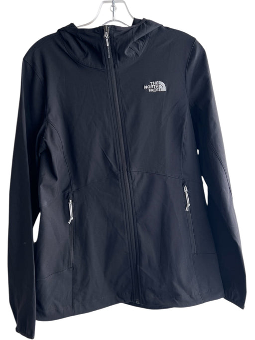 The North Face Size M Black Polyester Zip Front Long Sleeve Hooded Logo Jacket Black / M
