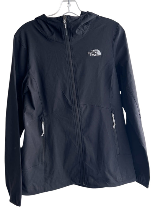 The North Face Size M Black Polyester Zip Front Long Sleeve Hooded Logo Jacket Black / M