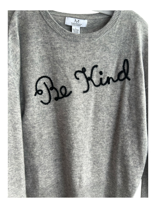 Magaschoni Size L Grey Cashmere Round Neck Long Sleeve Embroidered Knit Sweater Grey / L