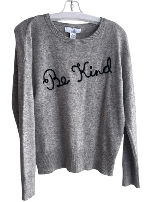 Magaschoni Size L Grey Cashmere Round Neck Long Sleeve Embroidered Knit Sweater Grey / L